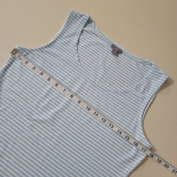 J. Jill Women's Blue and White Mini Stripe Tank Top - Picture 3 of 8